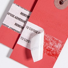 Custom Tag with Large Adhesive Strip on Back