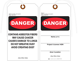 Asbestos Fibers Danger Tag – U.S. Government Publishing Office