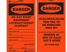 Danger Do Not Start Equipment Tag