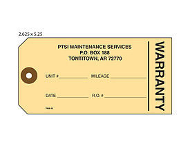 Warranty Hang Tag with Clipped Corners & Fiber Patch