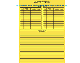 Yellow Warranty Tag with Clipped Corners & Perforation