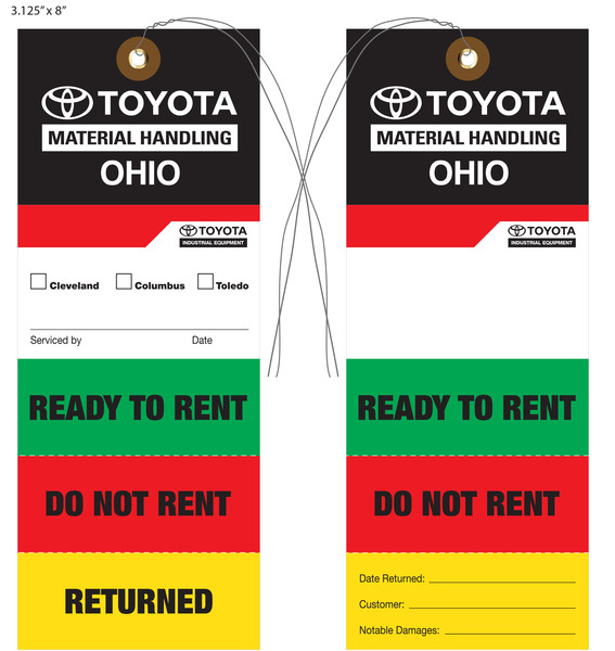 Custom Printed Rental Equipment Hang Tags & Labels St. Louis Tag