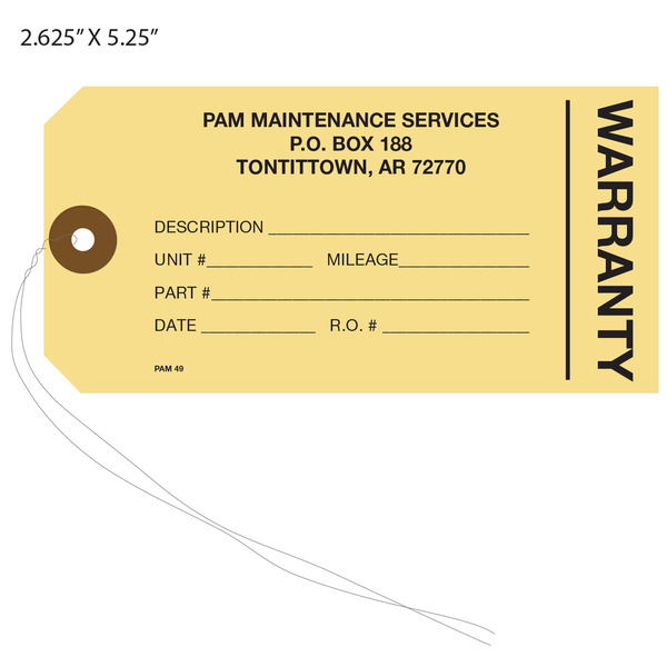 Warranty Tags Custom Printed Hang Tags St. Louis Tag