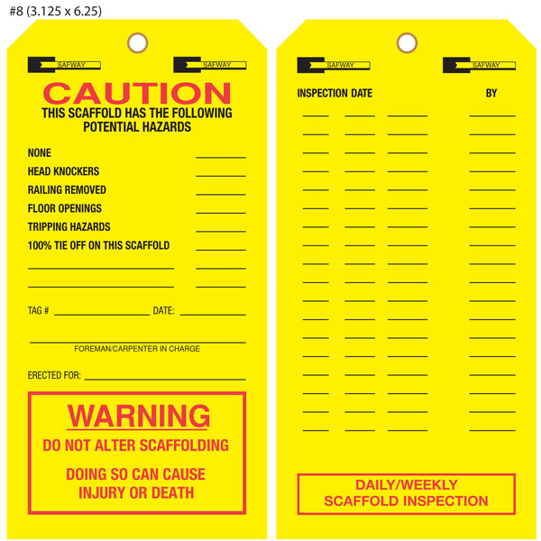 Custom Printed Scaffold Inspection Hang Tags St. Louis Tag