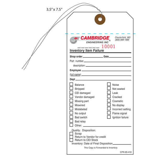 Custom Inventory Hang Tags, Numbered, Part, Asset St. Louis Tag