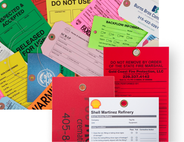 vinyl hang tags with metal eyelets