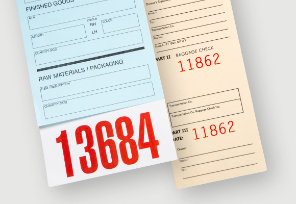 hang tags with Consecutive Numbers printed on them