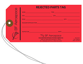 Custom Rejected Parts Tag - BF Aerospace