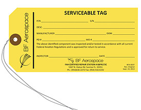 Custom Serviceable Hang Tag - BF Aerospace