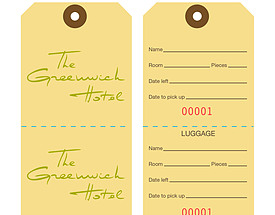 Custom Hotel Baggage Hang Tag - Greenwich Hotel