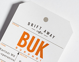 Custom Clipped Corners Hang Tag - Drift Away Coffee