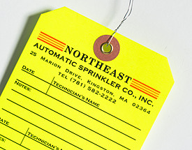 Custom Clipped Corner Hang Tag - Northeast Automatic Sprinkler Co., Inc.