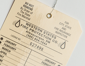 Laminated Fire Protection Company Hang Tag - St. Louis Tag