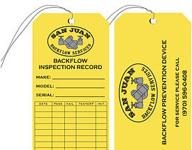 San Juan Backflow Inspection Tag