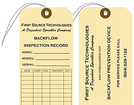 First Source Backflow Inspection Tag