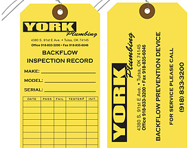York Backflow Inspection Tag