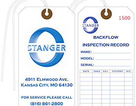 Stanger Backflow Inspection Record Tag