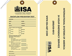 ISA Backflow Prevention Tag