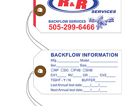 R & R Services Backflow Test Tag