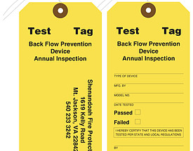 Shenadoah Backflow Prevention Tag