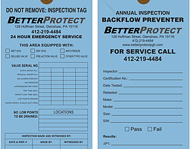 BetterProtect Backflow Inspection Tag
