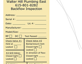 Walter Hill Backflow Inspection Tag