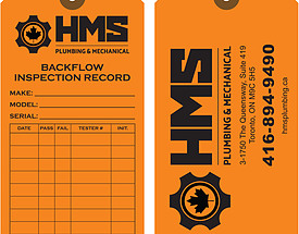 HMS Plumbing & Mechanical Backflow Inspection Record Tag