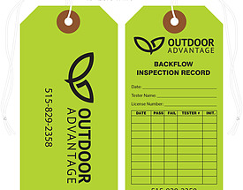 Outdoor Advantage Backflow Test Tag
