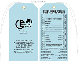 Pinecrest Group Custom Backflow Inspection Tag