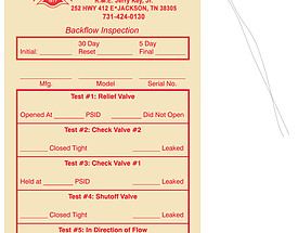 Key Fire Protection Backflow Inspection Tag