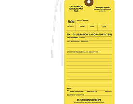 Generic Calibration Hang Tag with reinforced eyelet and sequential numbering