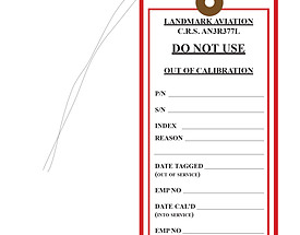 Landmark Aviation Out of Calibration Hang Tag