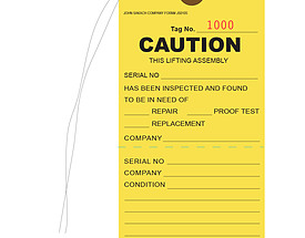 Caution This Lifting Assembly Hang Tag