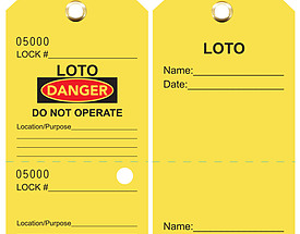 Custom LOTO/Danger/Do Not Operate Hang Tag