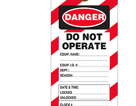 Danger Do Not Operate Tag