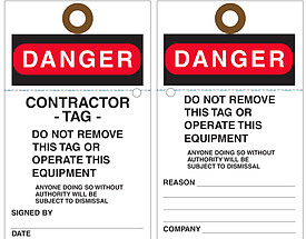 Danger Contractor Tag