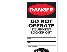 Carrier Custom Danger/Do Not Operate/Lockout Hang Tag