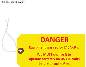 Danger Volt Change Tag