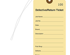 Defective Return Ticket Tag