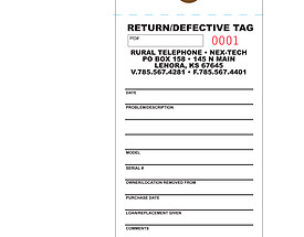 Return / Defective Tag