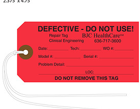 BJC Defective Do Not Use Tag