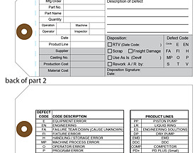 Defective Material Tag