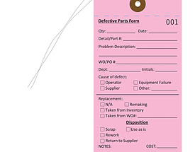 Defective Parts Form Tag