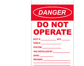 Danger Do Not Operate Tag