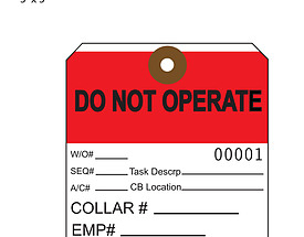 Do Not Operate Tag