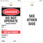 Danger Do Not Operate Repair Order Tag