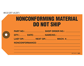 Do Not Ship Nonconforming Material Tag