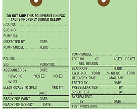 Do Not Ship Equipment Form Tag