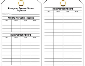 Generic Eyewash Inspection Tag with reinforced eyelet