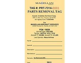 Magellan Parts Removal Tag